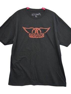Aerosmith 2019 Men's XL Black Short Sleeve Front Logo Rock Band Music Basic Tee